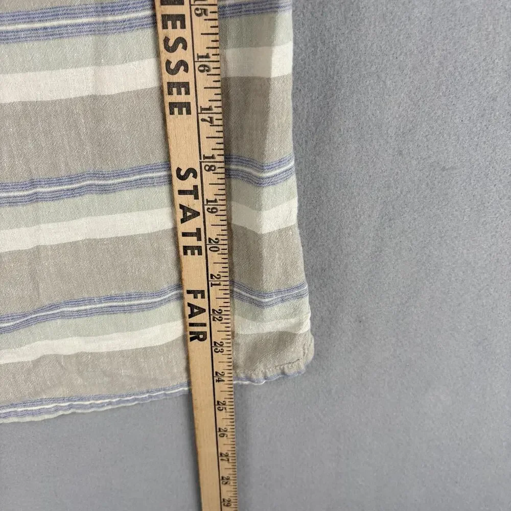 Patagonia Back Step Shirt Small Beige Stripe Short Sleeve Button Up Hemp Cotton - Picture 6 of 10